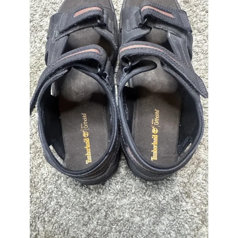 Timberland Mens Black Outdoor Sandals Ortholite Hook & Loop Size 11